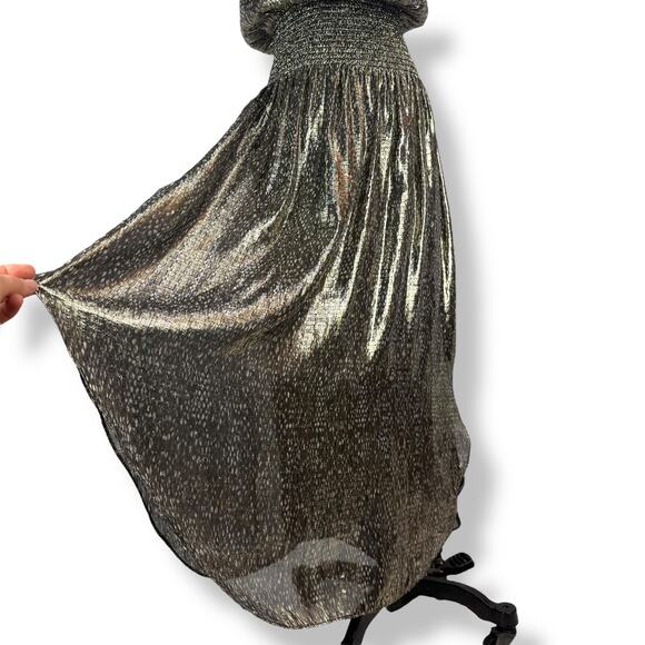 New w/Tags RAMY BROOK NEW YORK silk metallic snakeskin print evening dress gown - Picture 12 of 17